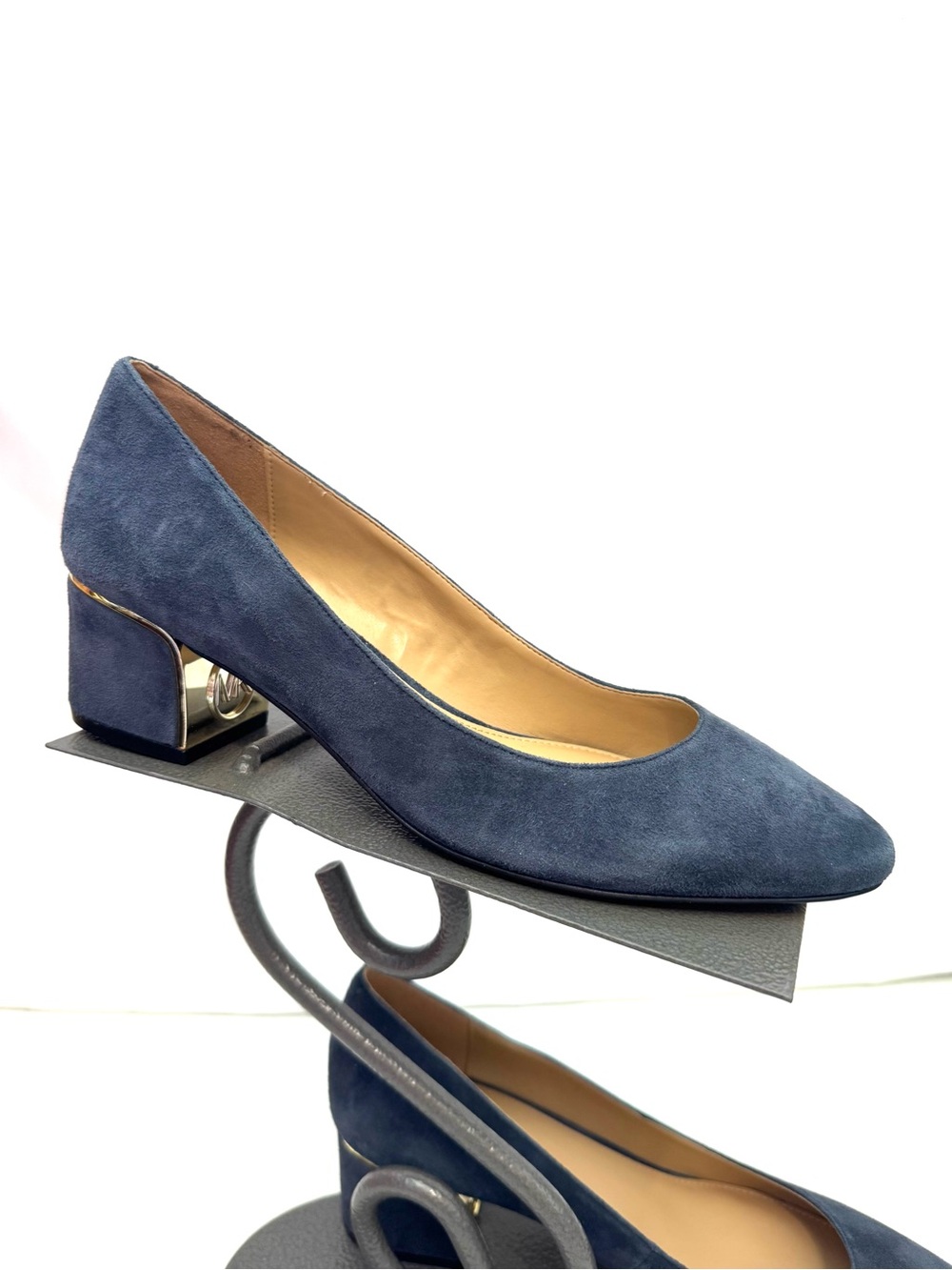 Michael Kors Navy Blue Suede Block Heels Size 8